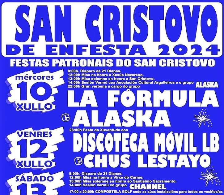 Fiestas de San Cristóbal de Enfesta 2024 en Santiago Programa cartel